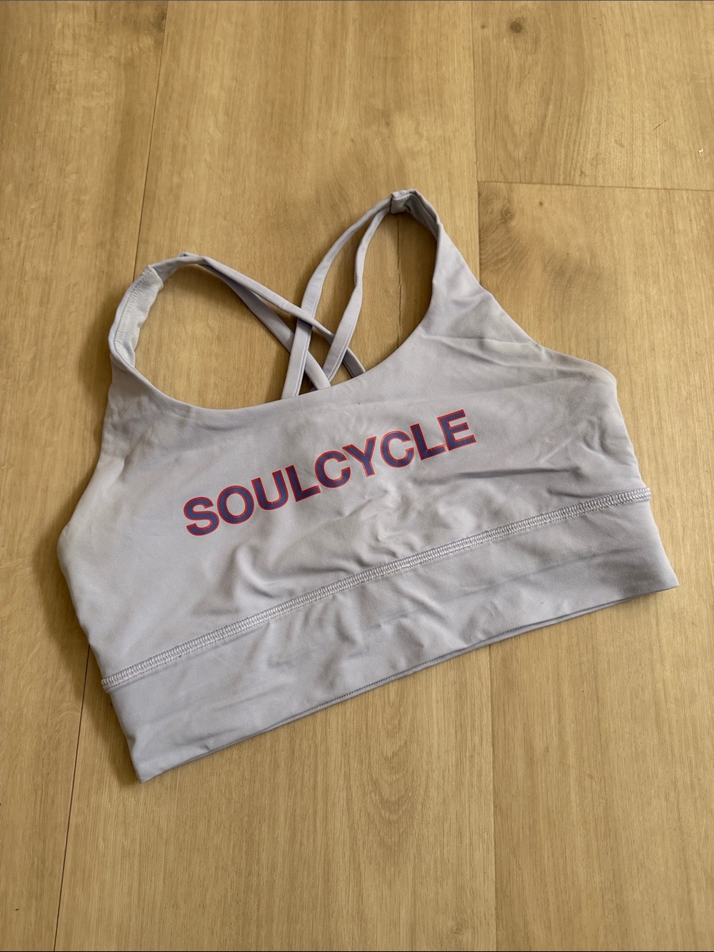 lululemon athletica Light Gray Strappy Sports Bra with SOULCYCLE Logo